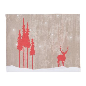 Cotton Place Mat Decoration Print Christmas, 35x45cm, Red, 6/Pc