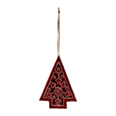 Wood Tree Hanger Carving with Enamel, 20cm, Red