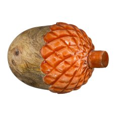 Wood Acorn Carving with Enamel, 12cm, Orange