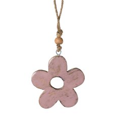 Wood Flower Enamel Pendant, 35x11,5x2cm, Pink
