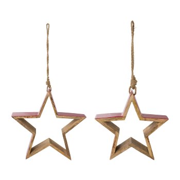 Wood Star Hanger Set, 31x31xh7/20x20x5,5cm, Red