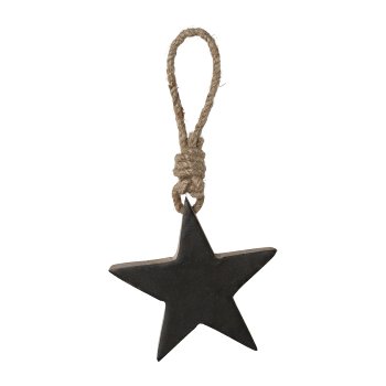 Wood Star Pendant Cement, 10x10cm, Anthracite