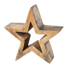 Wood Star Standing, 13x13cm, Gold