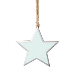 Wood Star Pendant with Edge, 10x10cm, Aqua