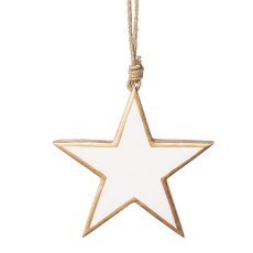 Wood Star Pendant with Edge, 15x15cm, Light Pink