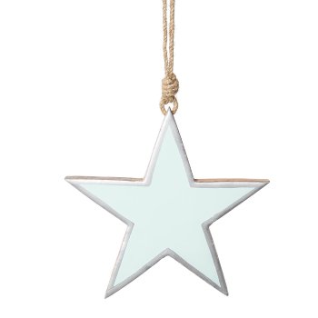 Wood Star Pendant with Edge, 15x15cm, Aqua