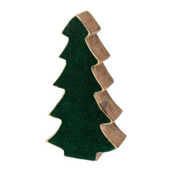 Wood Fir Tree Standing Samt, 16x9x4cm, Dark Green