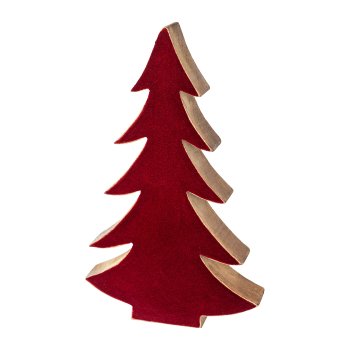 Holz Tannenbaum stehend SAMT, 24x14x4cm, bordeaux