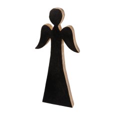 Wood Angel Standing Samt, 28x13x8cm, Black