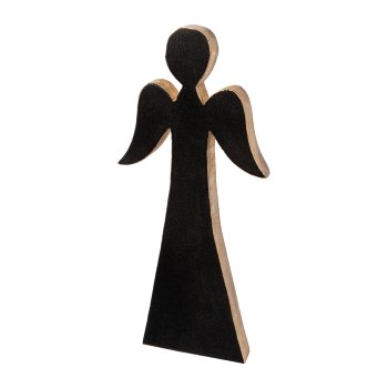 Wood Angel Standing Samt, 38x18x8cm, Black