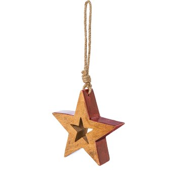 Wooden star hanger, with enamel decoration LOOPS,