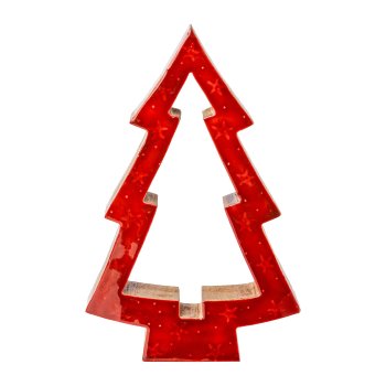 Wooden tree with enamel decoration,HOOPS, 20x14x4cm, red