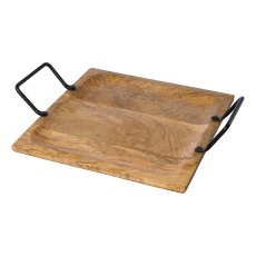 Wooden tray square with metal