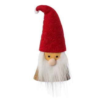 Holz Weihnachtswichtel m.Wollfilzdeko FANNY, 21x12x3cm, rot