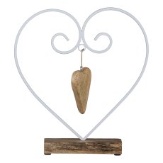 Metal Heart on Wooden Base