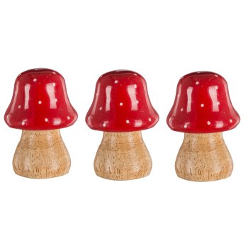 Wood mushroom, spotted, 48/glass, 5x4cm, red