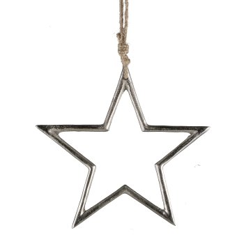 Aluminium star, hanger 19x24.5x1cm, silver
