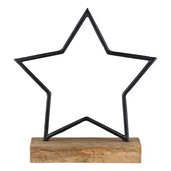 Aluminium Stern, auf Holzfuß 54x50x12cm, Schwarz