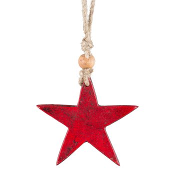 Aluminium star, hanger 9x9cm, red
