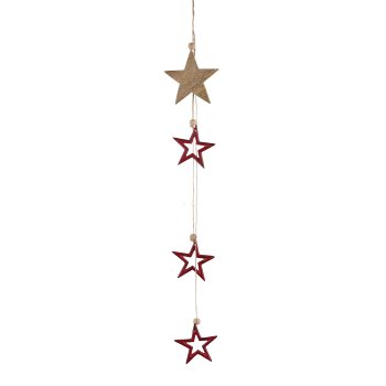 Aluminium star, garland with 4 hangers 95x12cm, red