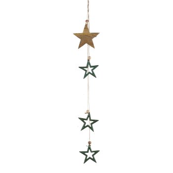 Aluminium star, garland with 4 hangers 95x12cm, jade