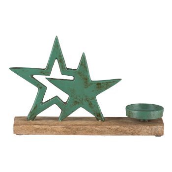 Aluminium Stern Paar, m.Teelichthalter, auf Fuß 27x19x7cm, Jade