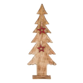 Holz Tannenbaum, m.Aluminium Sternhängern, auf Fuß, 85x33x12cm, rot