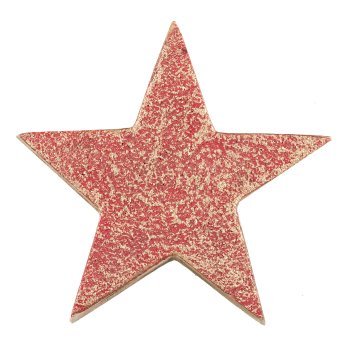 Wooden star, standing, with rough antique finish 12cm, red