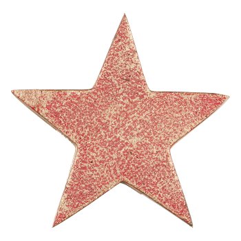 Wooden star, standing, with rough antique finish 15cm, red
