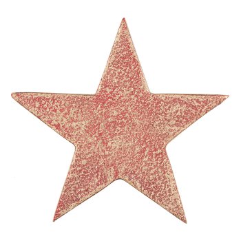 Wooden star, standing, with rough antique finish 20cm, red