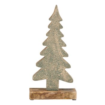 Wooden tree, on foot, with rough antique finish 30cm, jade