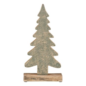Wooden tree, on foot, with rough antique finish 36cm, jade