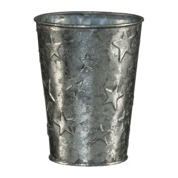 Zink Vase Sterndekor LUSHED, 10x13,5cm, silber