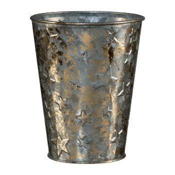 Zink Vase Sterndekor LUSHED, 13x16,5cm, gold