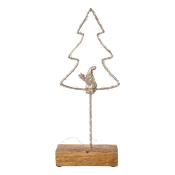 Aluminum tree open 20LED battery box wood base LUMEN, 15x4x36cm, silver