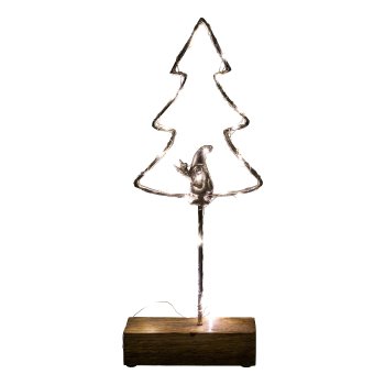 Aluminum tree open 20LED battery box wood base LUMEN, 15x4x36cm, silver