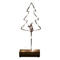 Aluminum tree open 20LED battery box wood base LUMEN, 15x4x36cm, silver