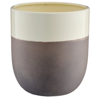Metal planter cylinder LOOK LIKE STONEWARE, handmade, 11x11x12.5cm, stone grey