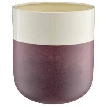Metal planter cylinder LOOK LIKE STONEWARE, handmade, 14x14x15cm, rosewood