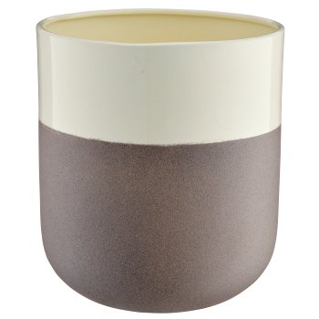 Metal planter cylinder LOOK LIKE STONEWARE, handmade, 14x14x15cm, stone grey
