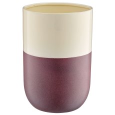 Metallvase Zylinder LOOK LIKE STONEWARE, handmade, 13x13x19cm, rosenholz