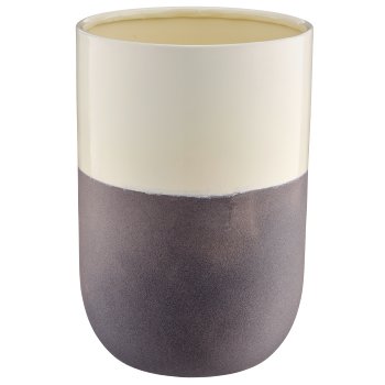 Metal vase cylinder LOOK LIKE STONEWARE, handmade, 13x13x19cm, stone grey