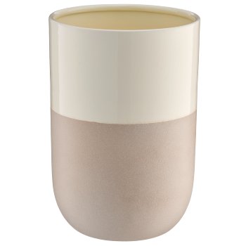 Metal vase cylinder LOOK LIKE STONEWARE, handmade, 13x13x19cm, wheat
