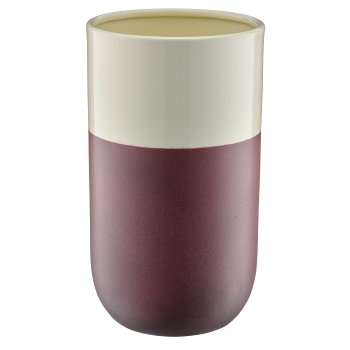 Metallvase Zylinder LOOK LIKE STONEWARE, handmade, 13x13x23cm, rosenholz