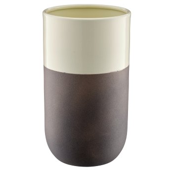 Metal vase cylinder LOOK LIKE STONEWARE, handmade, 13x13x23cm, stone grey
