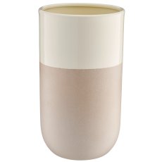 Metal vase cylinder LOOK LIKE STONEWARE, handmade, 13x13x23cm, wheat
