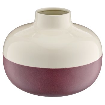 Metallvase LOOK LIKE STONEWARE, flach, handmade, 21x21x16cm, rosenholz