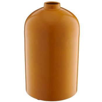 Metall Flaschenvase LOOK LIKE STONEWARE, handmade, 19x19x33cm, curry