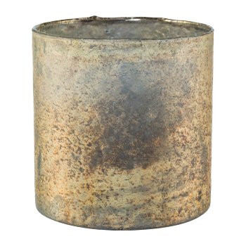 Glass Lantern Cylinder Antique Washed, 15x15cm, Cream