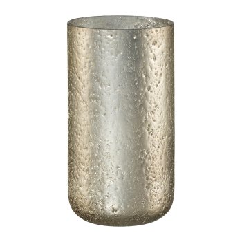 Glas Windlicht Zylinder SILVER SHADOW, 19x10cm, matt silber